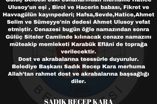 VEFAT & BAŞSAĞLIĞI