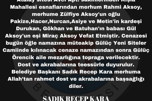 VEFAT & BAŞSAĞLIĞI