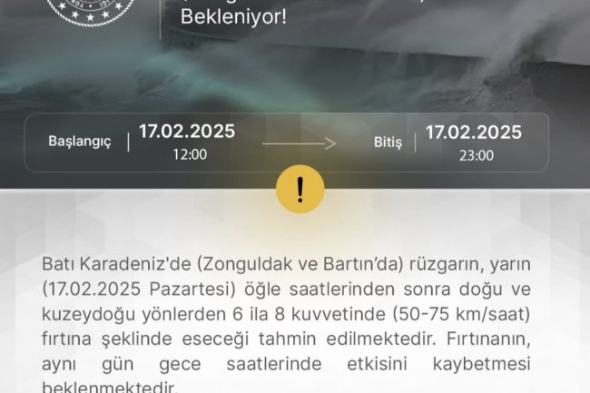 METEOROLOJİK UYARI !