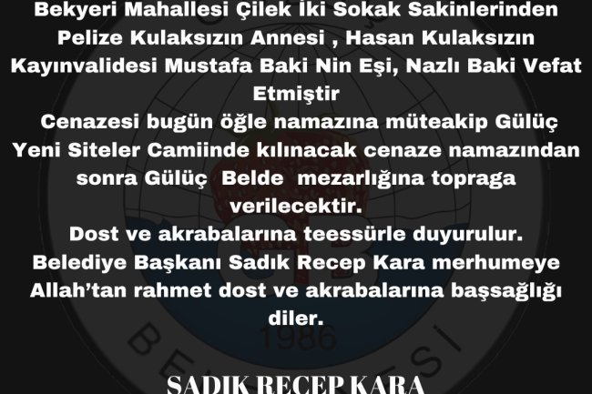 VEFAT & BAŞSAĞLIĞI