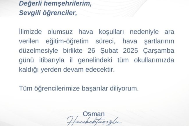 ZONGULDAK VALİLİĞİNDEN DUYURULUR !