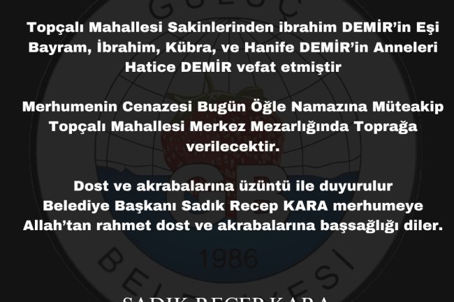 VEFAT & BAŞSAĞLIĞI