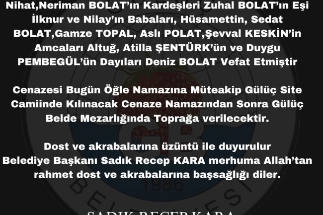 VEFAT & BAŞSAĞLIĞI