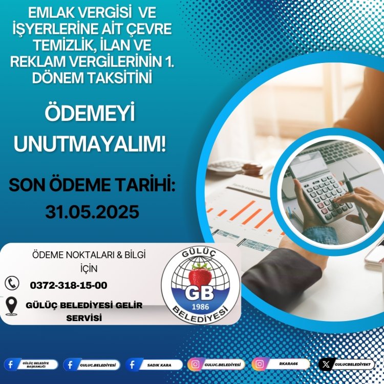 GÜLÜÇ BELEDİYESİNDEN DUYURULUR