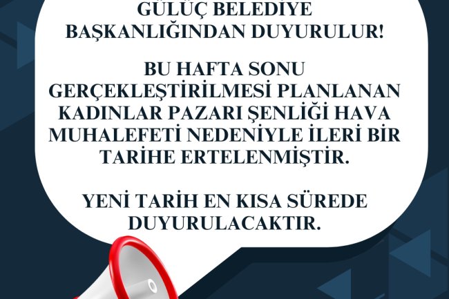 GÜLÜÇ BELEDİYE BAŞKANLIĞINDAN DUYURULUR!