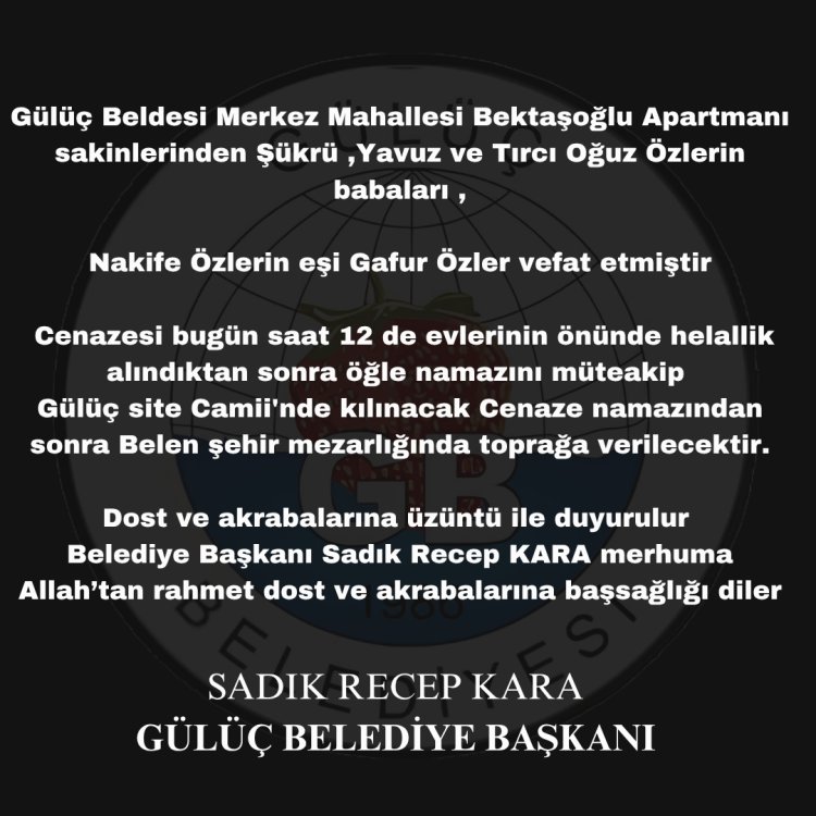 VEFAT & BAŞSAĞLIĞI