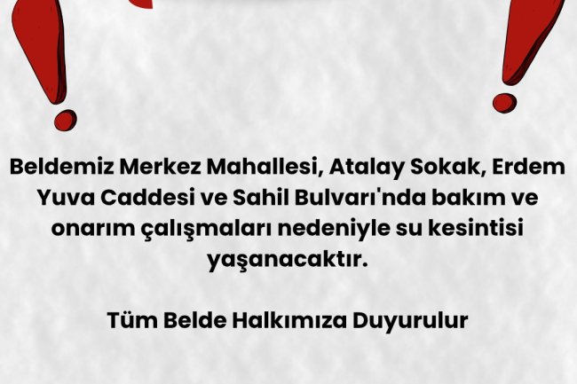 Gülüç Belediyesi Su Servisinden Duyurulur !