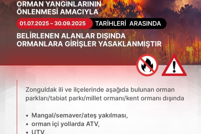 ZONGULDAK VALİLİĞİNDEN DUYURULUR !