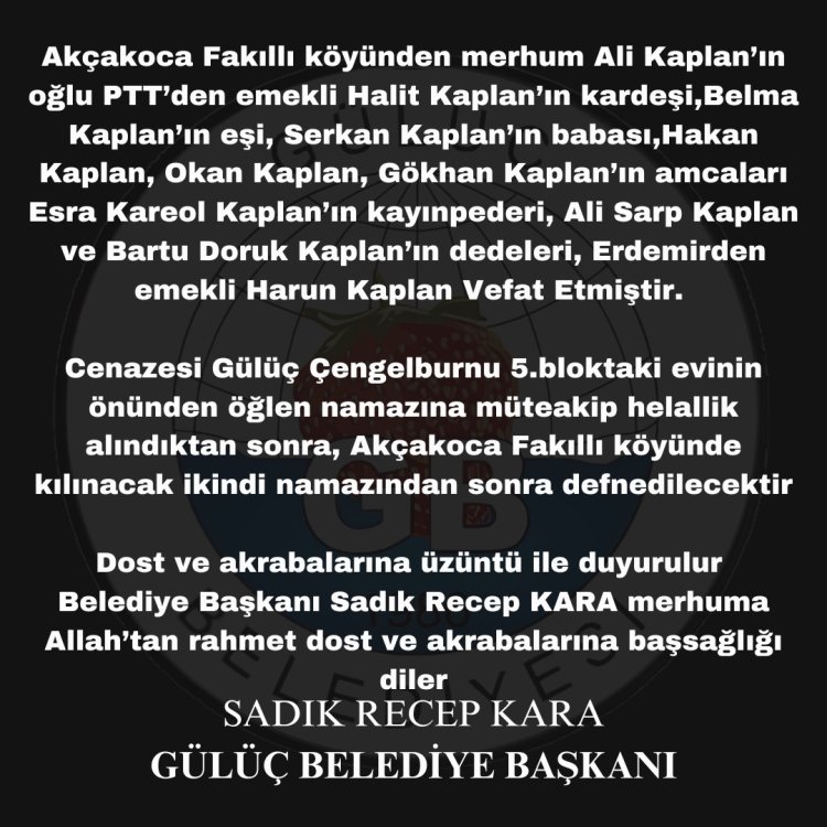 VEFAT & BAŞSAĞLIĞI