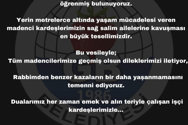 GEÇMİŞ OLSUN DİLEKLERİMİZİ İLETİYORUZ...