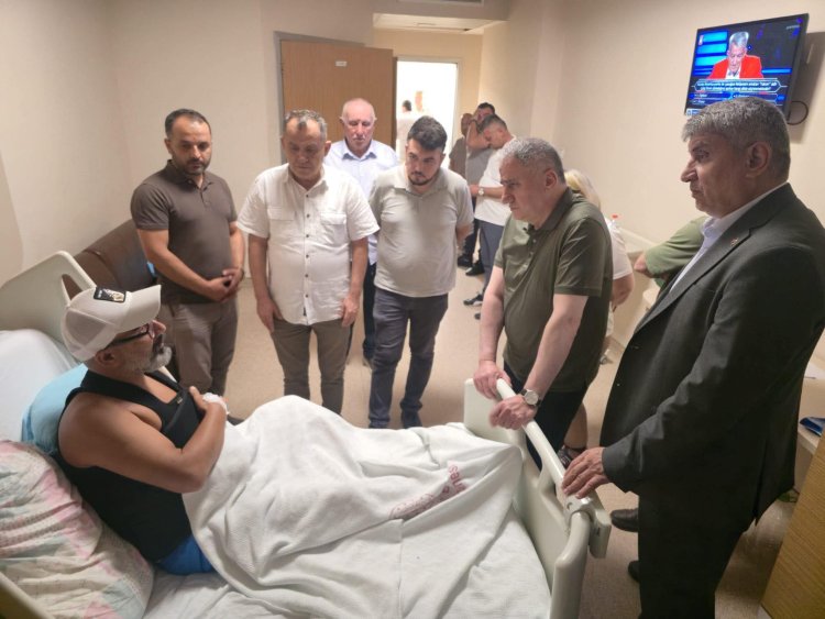 YANGIN ESNASINDA YARALANAN POLİS MEMURUMUZ ÜMİT KURŞUN'U HASTANEDE ZİYARETTE BULUNDUK