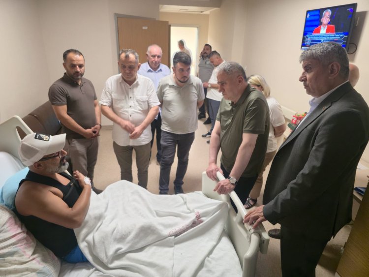 YANGIN ESNASINDA YARALANAN POLİS MEMURUMUZ ÜMİT KURŞUN'U HASTANEDE ZİYARETTE BULUNDUK