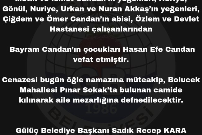 VEFAT & BAŞSAĞLIĞI