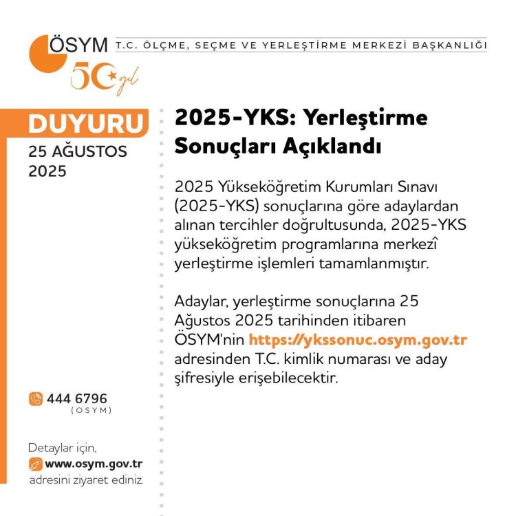 ÖSYM SINAV SONUÇLARI AÇIKLANDI...
