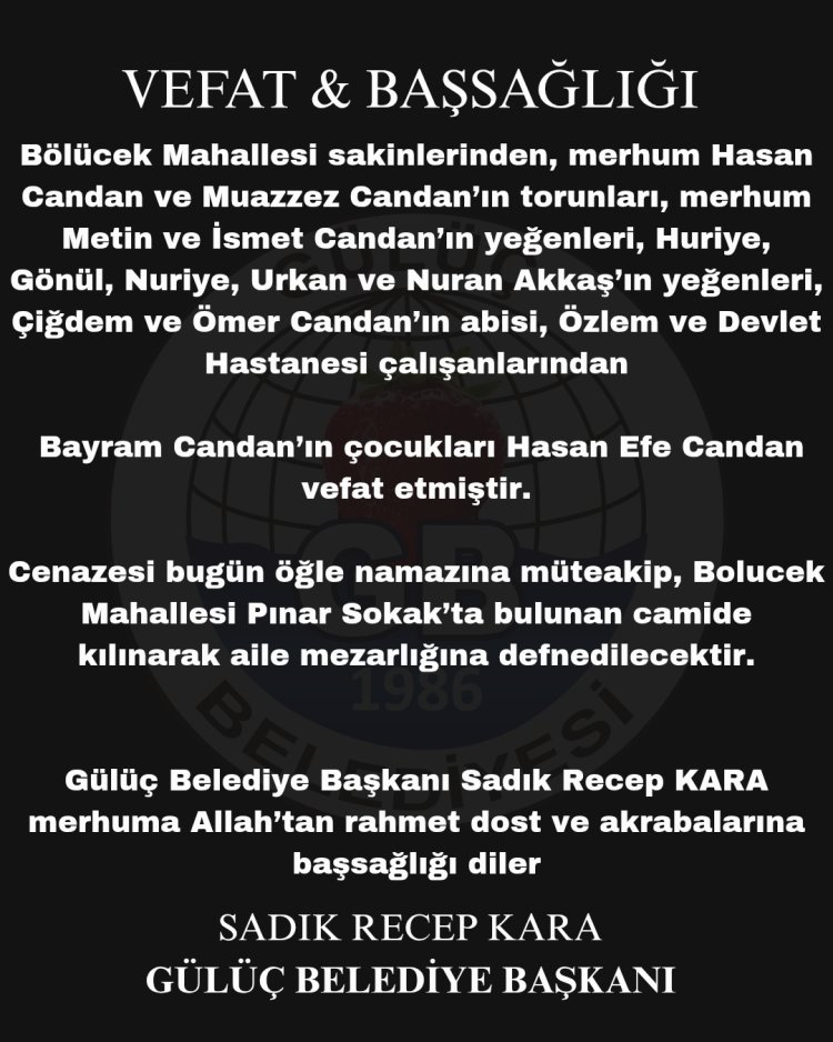 VEFAT & BAŞSAĞLIĞI