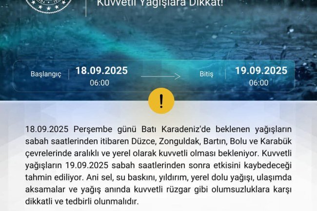 METEOROLOJİK UYARI...