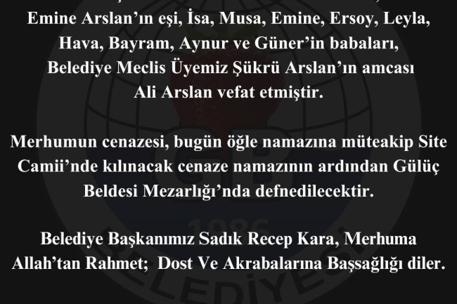 VEFAT & BAŞSAĞLIĞI