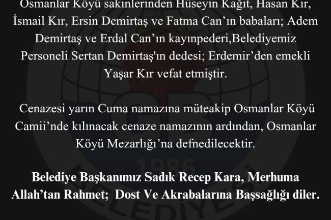 VEFAT & BAŞSAĞLIĞI