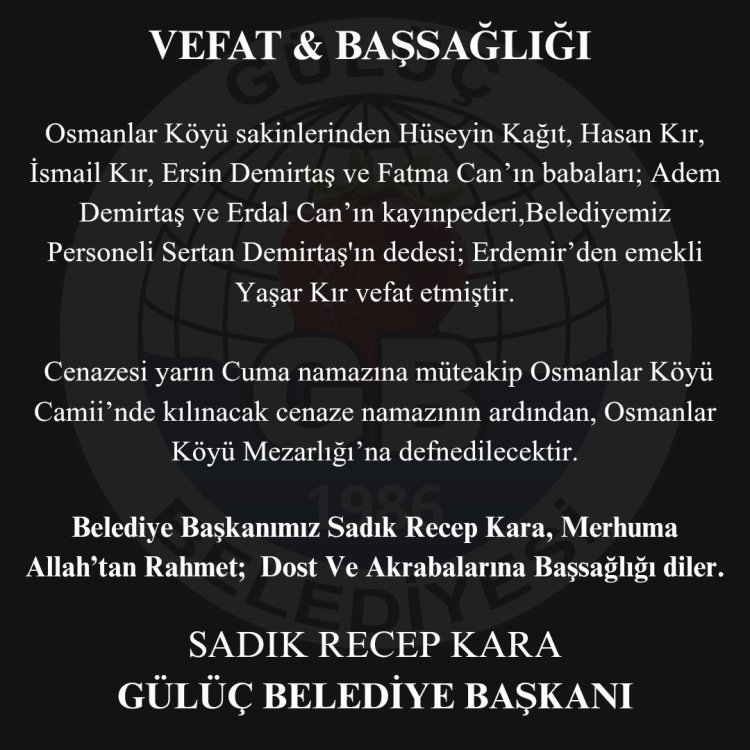VEFAT & BAŞSAĞLIĞI