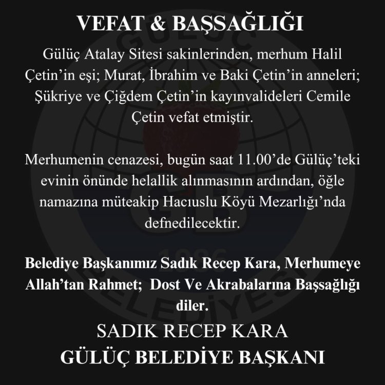 VEFAT & BAŞSAĞLIĞI