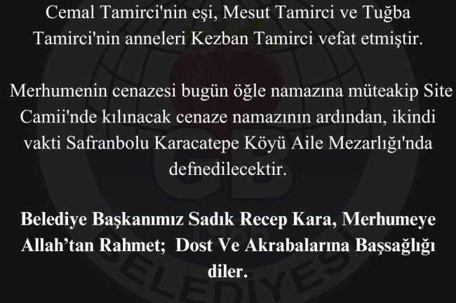 VEFAT & BAŞSAĞLIĞI