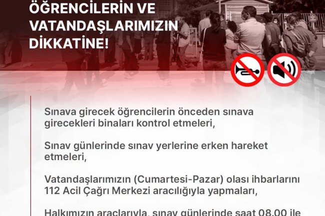 YKS SINAVINA GİRECEK OLAN ÖĞRENCİLERİMİZİN DİKKATİNE...