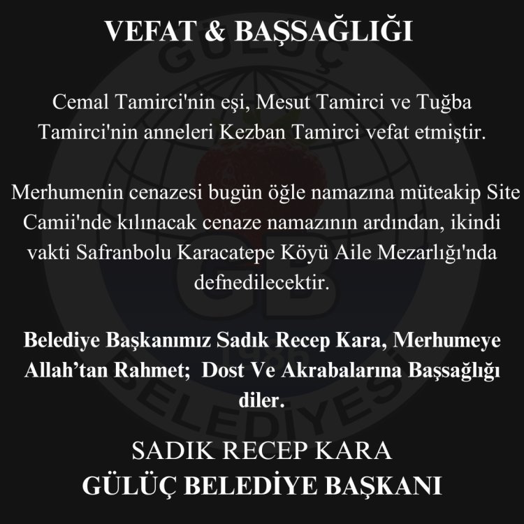 VEFAT & BAŞSAĞLIĞI
