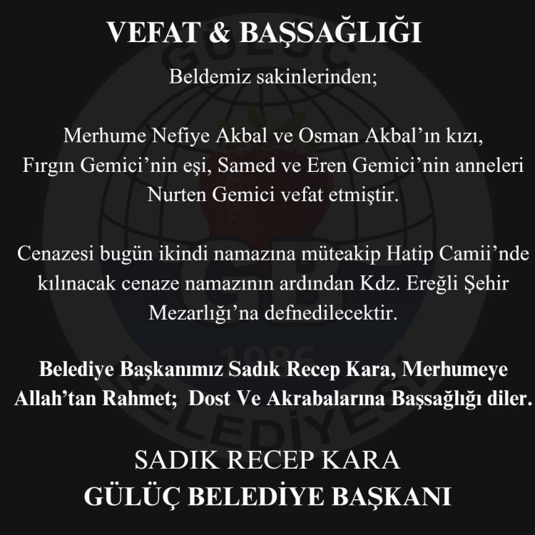 VEFAT & BAŞSAĞLIĞI