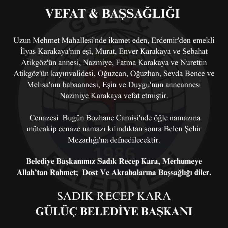 VEFAT & BAŞSAĞLIĞI