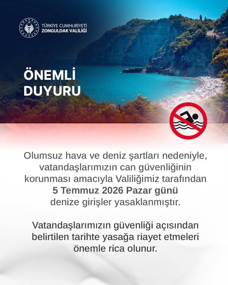 ZONGULDAK VALİLİĞİNDEN DUYURULUR...