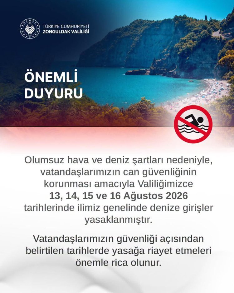 ZONGULDAK VALİLİĞİNDEN DUYURULUR....