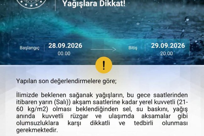 METEOROLOJİK UYARI...