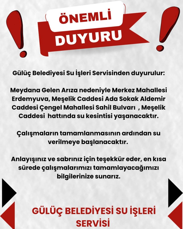 SU İŞLERİ SERVİSİNDEN DUYURULUR...